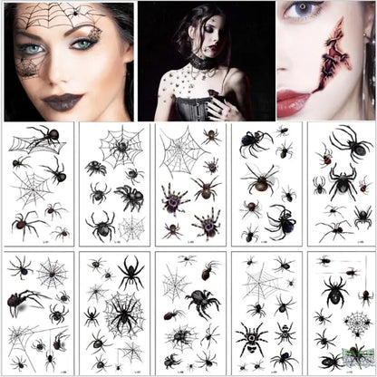 10 piezas 3D araña Tatoo escorpión tatuaje temporal pegatinas para Halloween tatuaje falso arte corporal Tatuajes broma Tatouage Temporaire