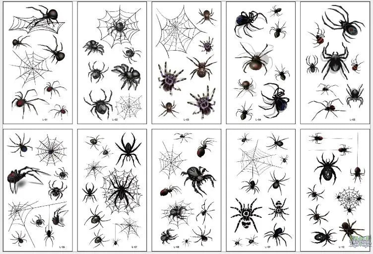 10 piezas 3D araña Tatoo escorpión tatuaje temporal pegatinas para Halloween tatuaje falso arte corporal Tatuajes broma Tatouage Temporaire