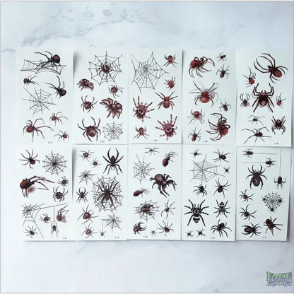 10 piezas 3D araña Tatoo escorpión tatuaje temporal pegatinas para Halloween tatuaje falso arte corporal Tatuajes broma Tatouage Temporaire