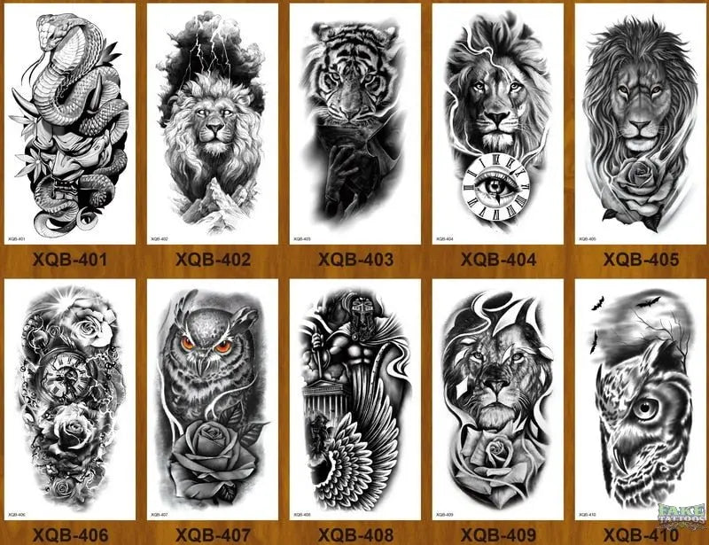 Full Arm Temporary Tattoos 8 Sheets and Half Arm Shoulder Waterproof Tattoos  8 Sheets, Extra Large Tattoo Stickers for Men and Women (22.83