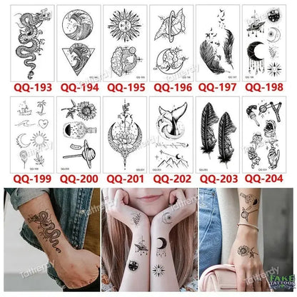 12Pcs Temporary Tattoo Women Butterfly Party Favors Lotus Sleeve Face Body Lily Feather Fake Tattoos