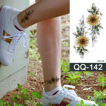 12Pcs Temporary Tattoo Women Butterfly Party Favors Lotus Sleeve Face Body Lily Feather Fake Tattoos