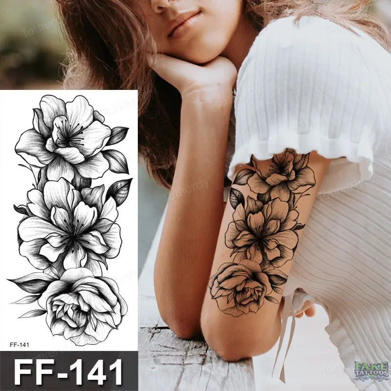 Small fresh flower rose pattern temporary waterproof – Fake Tattoos