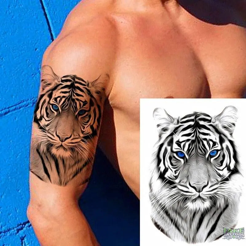 6 Sheets Lion Tiger Temporary Tattoo Stickers, Lion Tiger Face Fake Ta –  EveryMarket