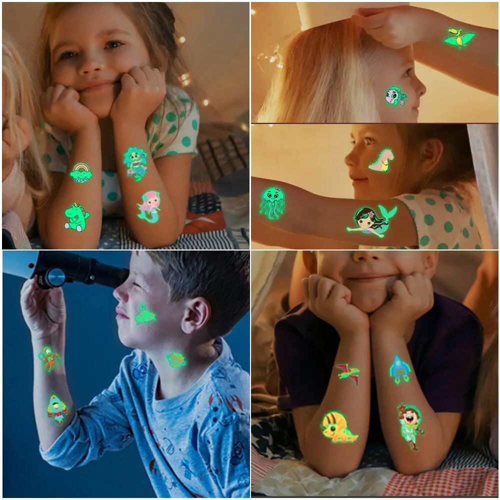 New Blue Luminous Tattoo Sticker Bar Music Festival Carnival Party Sexy  Tattoo Fluorescent Musical Note Glowing Cool Girl - Temporary Tattoos -  AliExpress