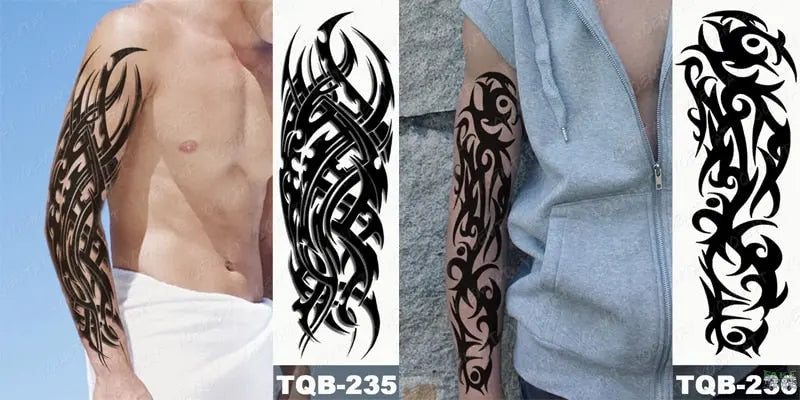 6pcs Color Tiger Wolf Large Arm Sleeve Tattoo Prajna Dragon Waterproof Temporary Tattoo Sticker Body Art Fake Tatoo Men Women