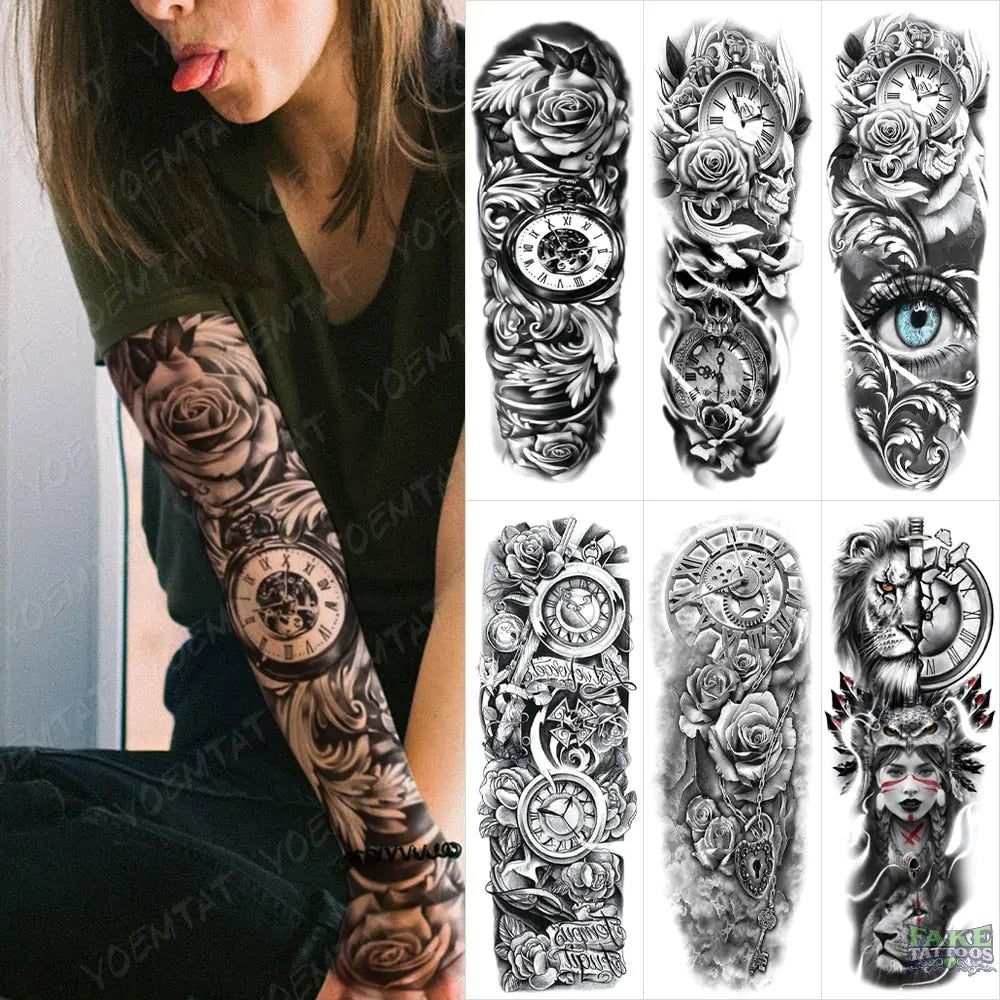 Amazon.com : Yazhiji 49 sheets Large Flowers Skull Waterproof Temporary  Tattoos for Women and Girls, Realistic Tiger Wolf Bird Temporary Fake Tattoo  for Kids or Adults : Beauty & Personal Care
