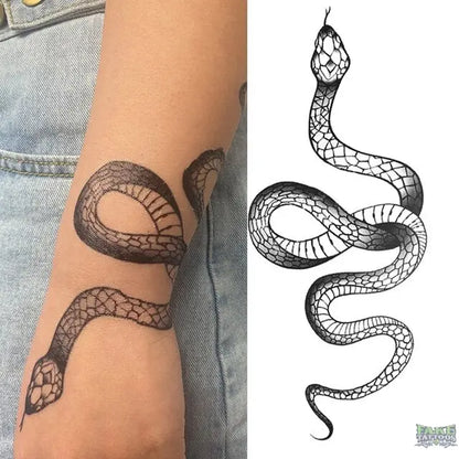 Adult Temporary Tattoos Waterproof Body Art Sexy Snake Dragon Totem Tattoo Women Men Arm Sleeve Leg Black Forest Tattoo Fake