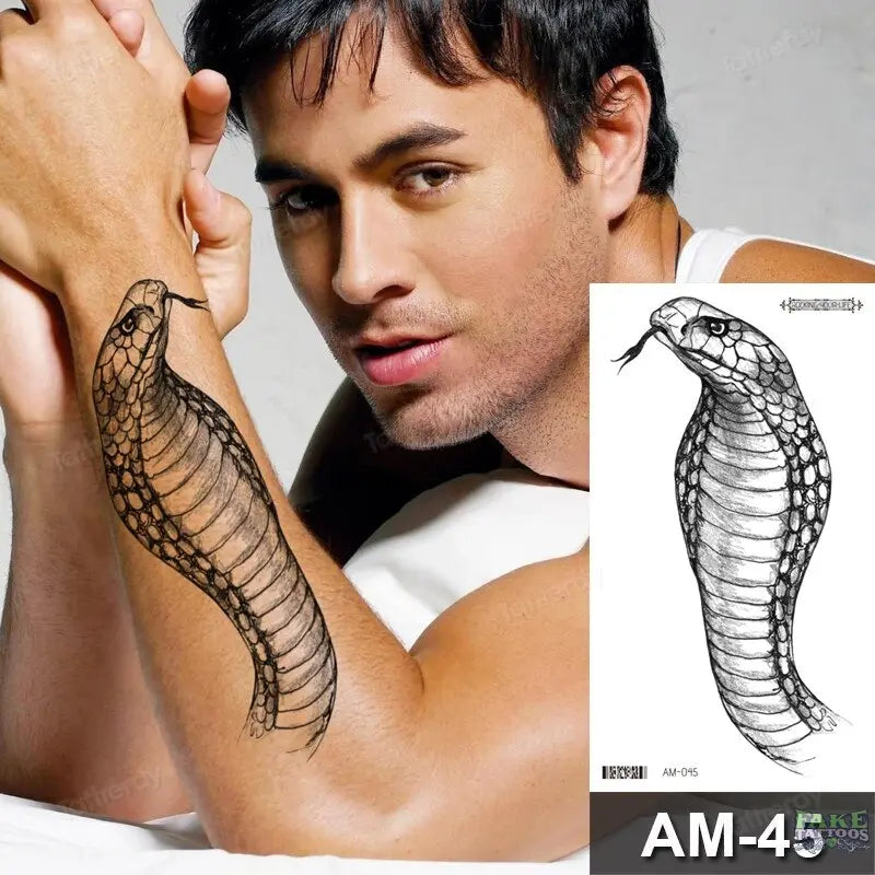 Adult Temporary Tattoos Waterproof Body Art Sexy Snake Dragon Totem Tattoo Women Men Arm Sleeve Leg Black Forest Tattoo Fake