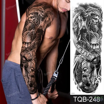 Amazing Temporary Tattoos men large full arm sleeve tattoo god wolf moon dragon lion king tiger forest tattoo designs big body