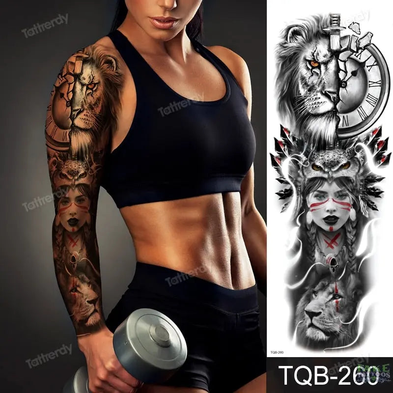 Amazing Temporary Tattoos men large full arm sleeve tattoo god wolf moon dragon lion king tiger forest tattoo designs big body