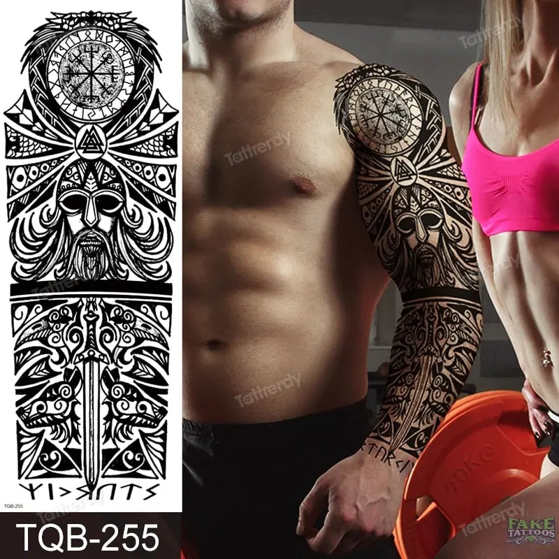 Amazing Temporary Tattoos men large full arm sleeve tattoo god wolf moon dragon lion king tiger forest tattoo designs big body