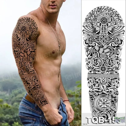 Amazing Temporary Tattoos men large full arm sleeve tattoo god wolf moon dragon lion king tiger forest tattoo designs big body