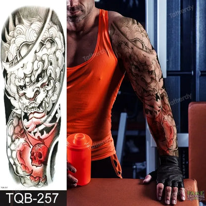 Amazing Temporary Tattoos men large full arm sleeve tattoo god wolf moon dragon lion king tiger forest tattoo designs big body