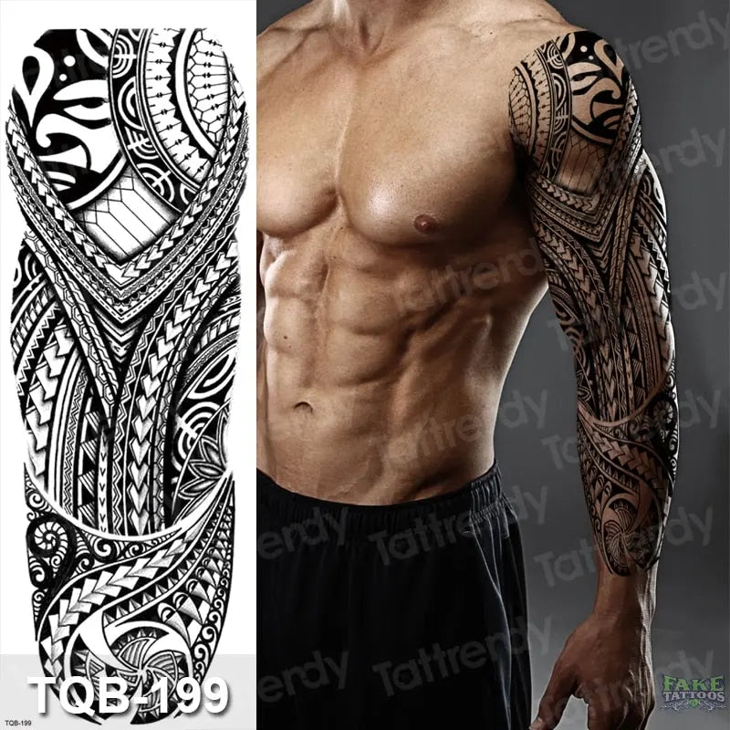 Amazing Temporary Tattoos men large full arm sleeve tattoo god wolf moon dragon lion king tiger forest tattoo designs big body