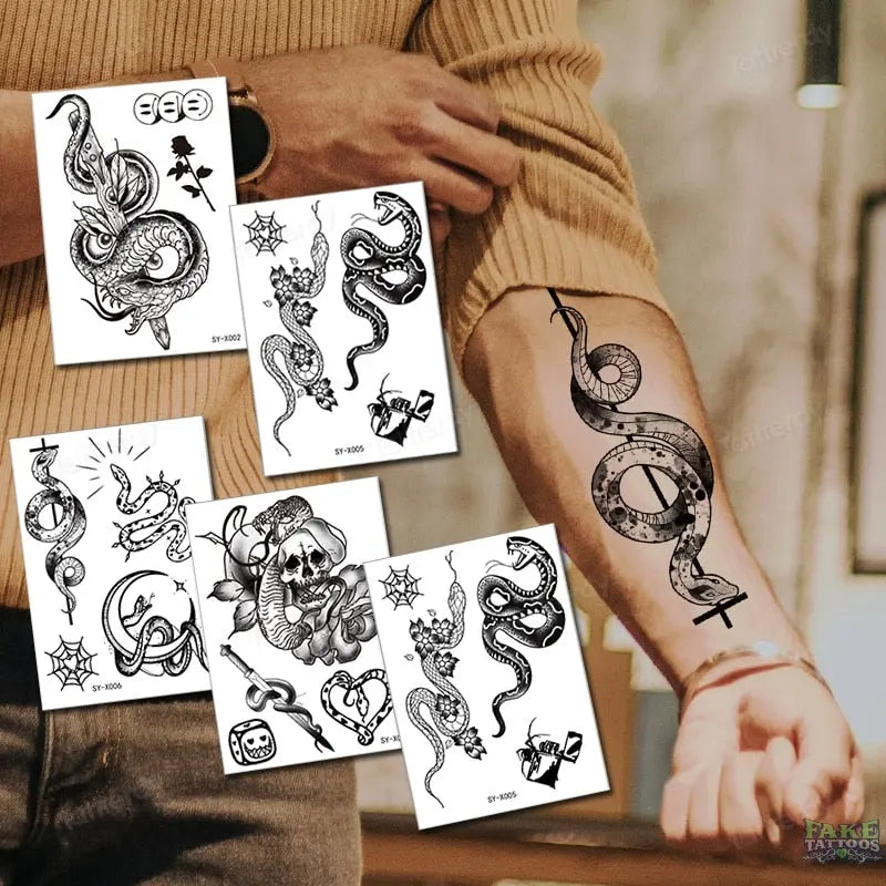 Temporary Tattoo Anime Snake Skull