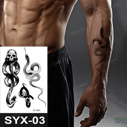 Temporary Tattoo Anime Snake Skull