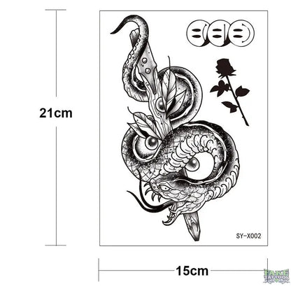 Temporary Tattoo Anime Snake Skull