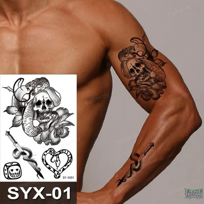 Temporary Tattoo Anime Snake Skull