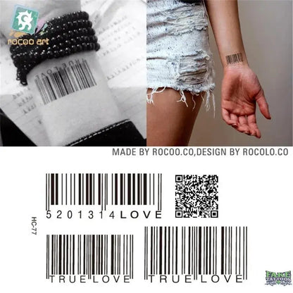 Body Art Sex waterproof temporary tattoos for men and women individuality 3d Barcode design tattoo sticker Wholesale HC1077