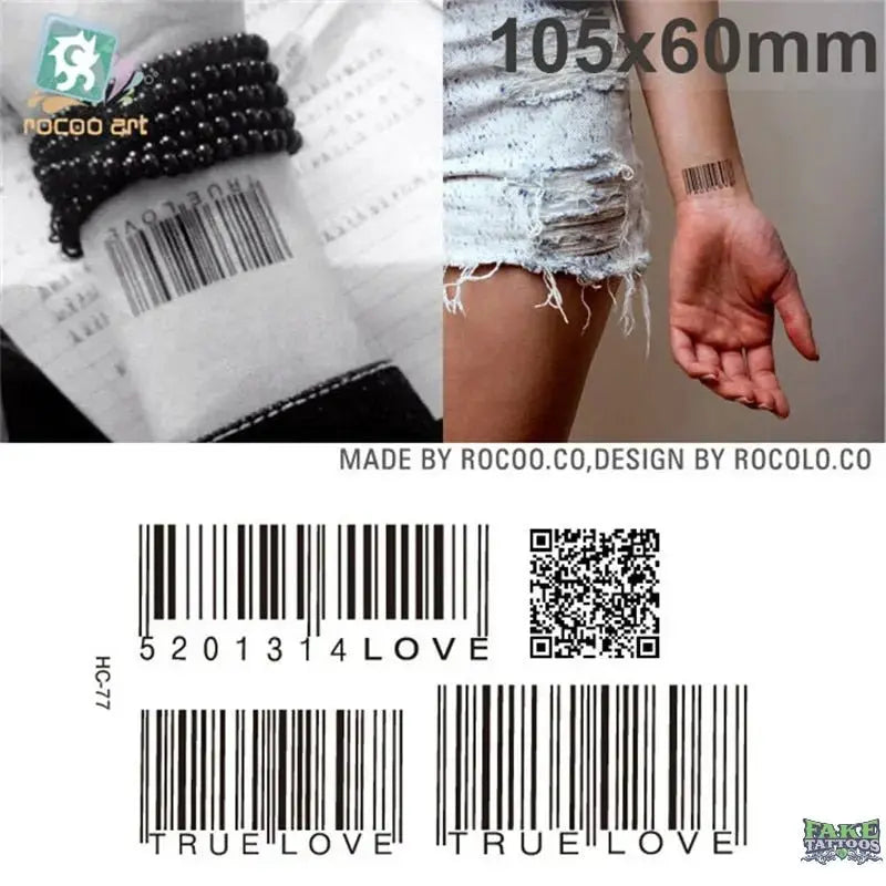 Body Art Sex waterproof temporary tattoos for men and women individuality 3d Barcode design tattoo sticker Wholesale HC1077