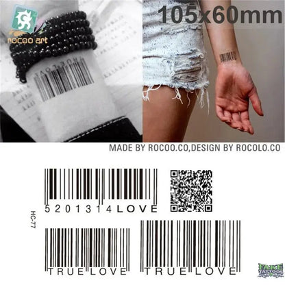 Body Art Sex waterproof temporary tattoos for men and women individuality 3d Barcode design tattoo sticker Wholesale HC1077