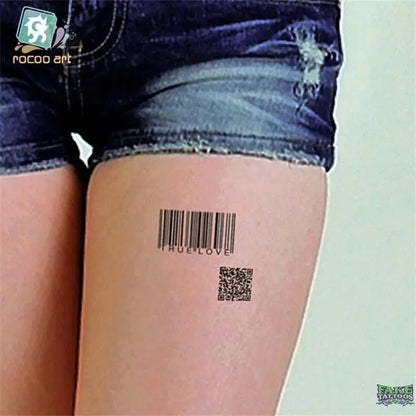 Body Art Sex waterproof temporary tattoos for men and women individuality 3d Barcode design tattoo sticker Wholesale HC1077