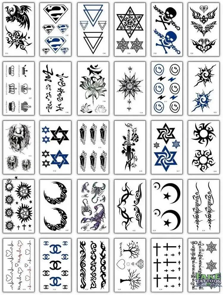 Chinese words temporary tattoos small hand finger tattoo sticker men women body art painting fake tatoo set