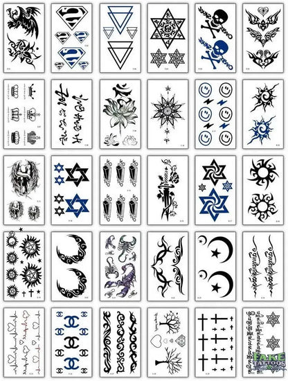 Chinese words temporary tattoos small hand finger tattoo sticker men women body art painting fake tatoo set