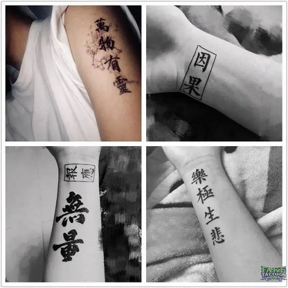 Chinese words temporary tattoos small hand finger tattoo sticker men women body art painting fake tatoo set