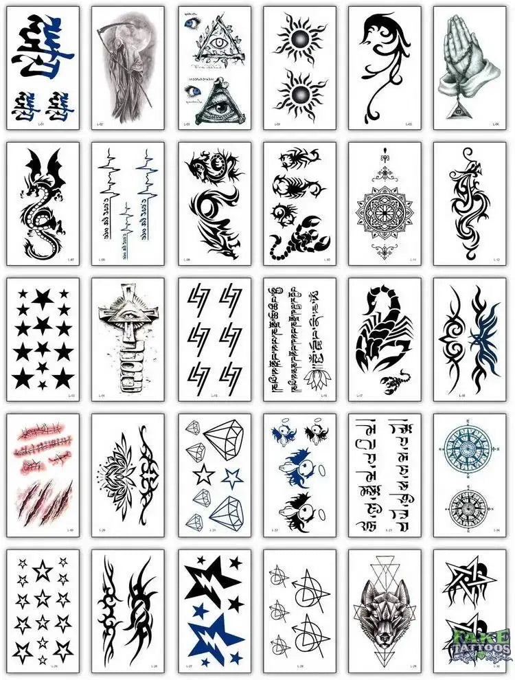 Chinese words temporary tattoos small hand finger tattoo sticker men women body art painting fake tatoo set