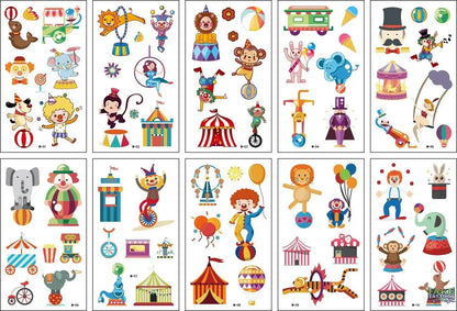 Circus Temporary Tattoos for Kids - More Than 105 Tattoos, Circus Carnival Birthday Party Supplies Favors