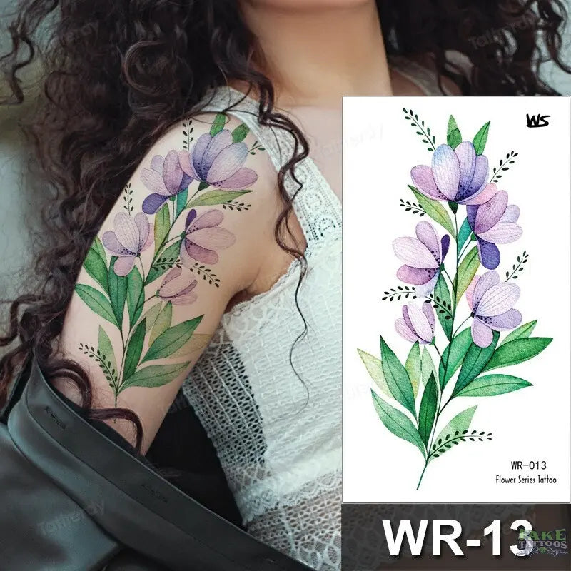 Fake Tattoo Temporary Waterproof Stickers Sexy Girls Red Rose Flower Body Art Ephemeral Peony Daisy Floral Tattoos for Women