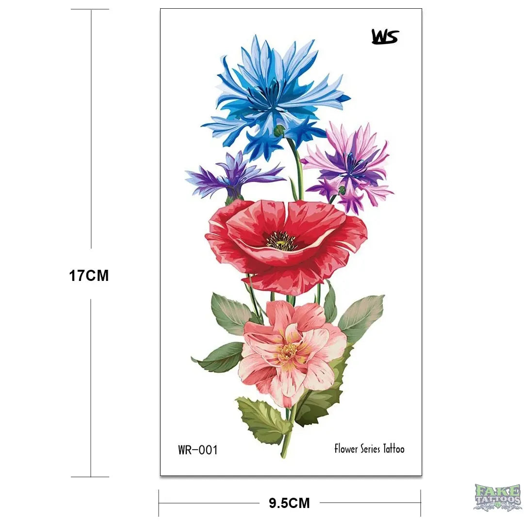 Fake Tattoo Temporary Waterproof Stickers Sexy Girls Red Rose Flower Body Art Ephemeral Peony Daisy Floral Tattoos for Women