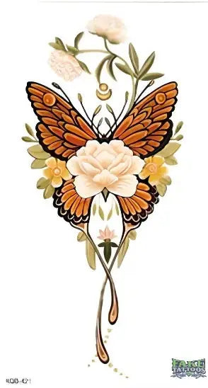 Flower Butterfly Temporary Tattoo