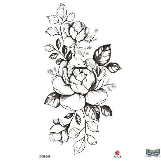 Flowers Leaf Floral Temporary Tattoo