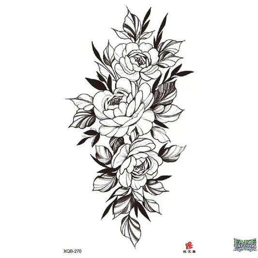 Flowers Leaf Temporary Tattoo