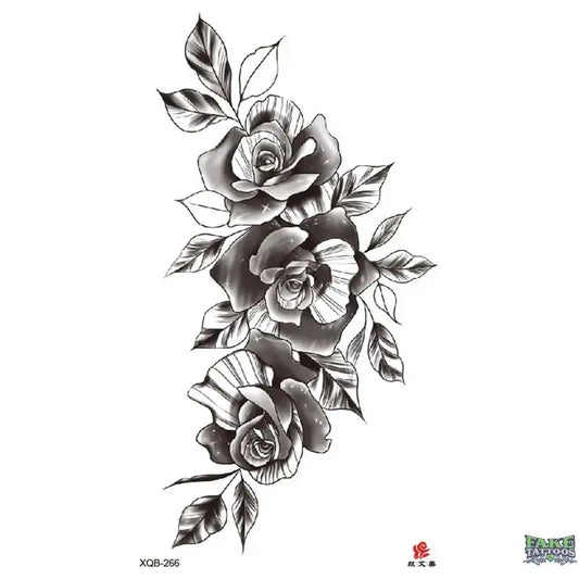 Flowers Roses Floral Temporary Tattoo