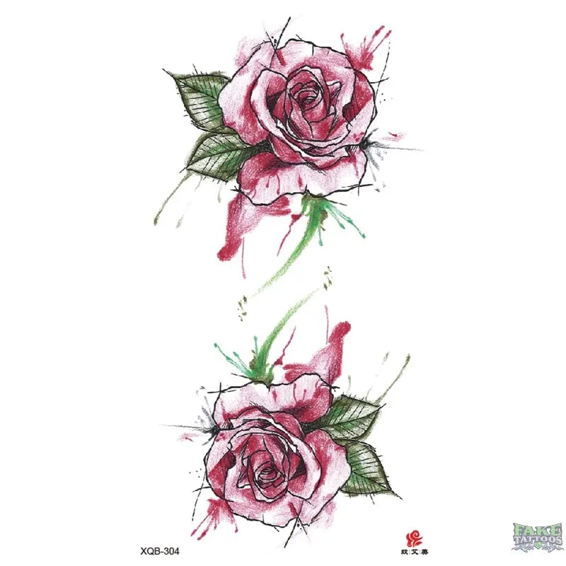 Flowers Roses Temporary Tattoo