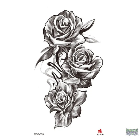 Flowers Roses Temporary Tattoo Fake Tattoos