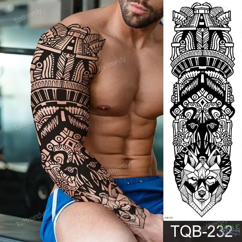 Realistic Dragon Tattoo Temporary For Men Adults, Large Black Color Dragon  Tribal Fake Tattoo Women Half Sleeve, 3D Big Temp Tatoo Sticker Arm Chest
