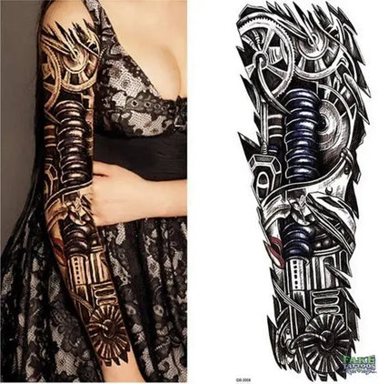 Full Arm Temporary Tattoo, Buddha and Dragon Fake Tattoo Stickers Extra Large Long Lasting Waterproof Tattoo Sleeve for Arms Legs Shoulders for Adult Woman Man Kids Teens Black Fashion Body Art - Fake Tattoos