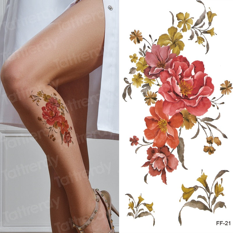 Sexy Body Arm Leg Tattoo Fashion Fake Sleeve Sticker Realistic Temporary  Tattoos Floral Waterproof Sketch Tattoo Stickers - Temporary Tattoos -  AliExpress