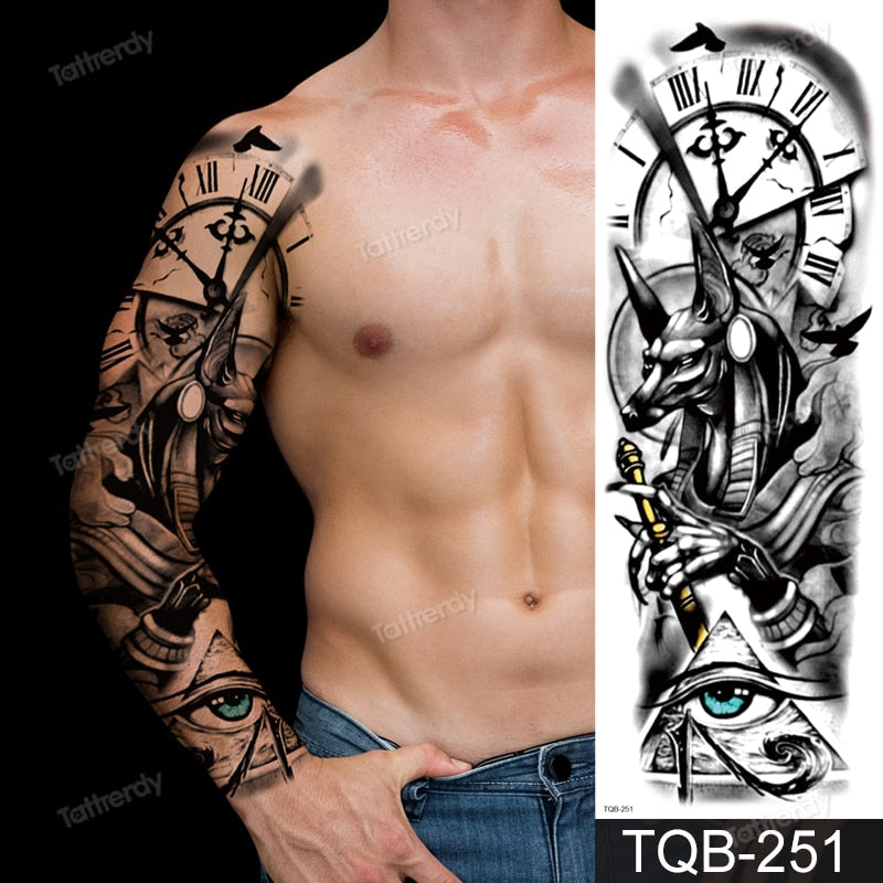 11 Sheets NEZAR 3D Black Gladiator Full Arm Temporary Tattoo Sleeves For  Men Women Kids Large