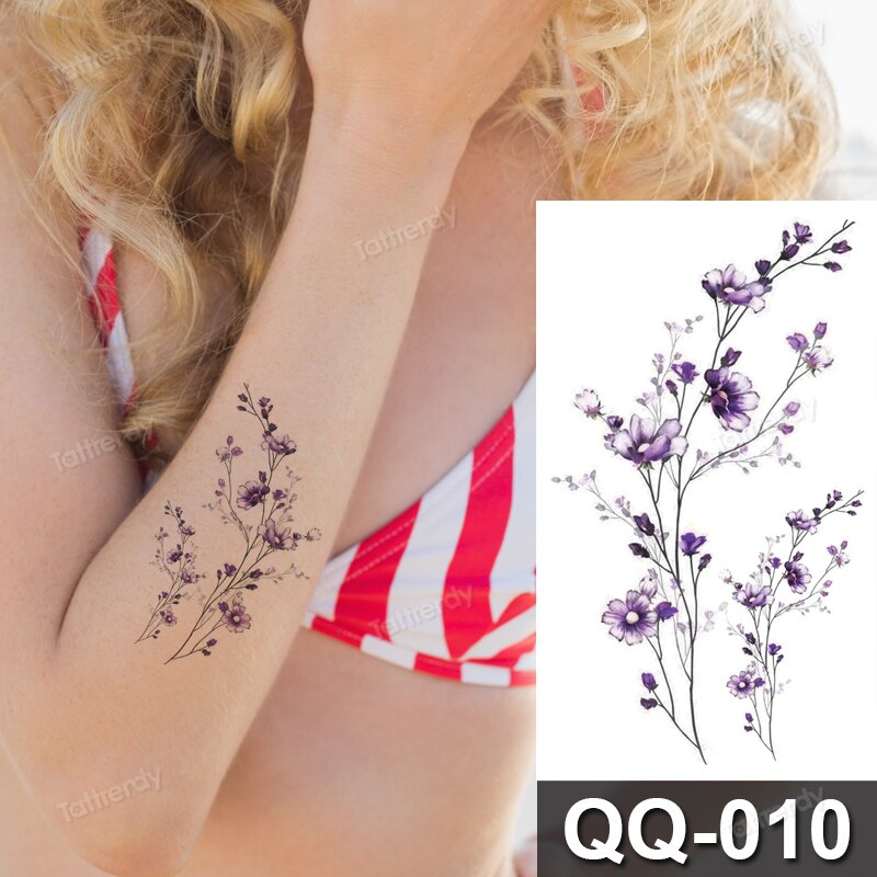 60Sheets Flower Temporary Tattoos For Women Arm Neck 3D Water Transfer Long  Lasting Sticker DIY Waterproof Tattoos Stickers*T5-H