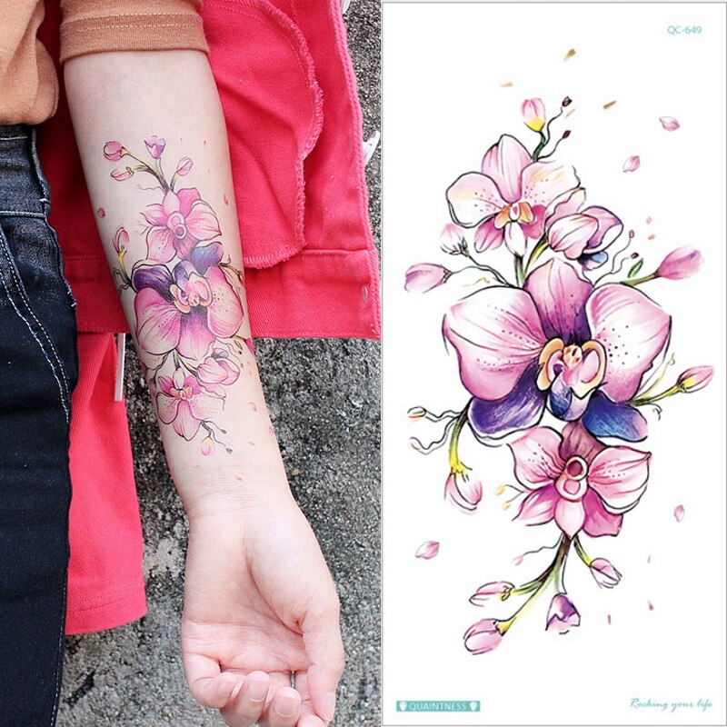 Large Rose Flower Temporary Tattoos For Women Adults Realistic Dream  Catcher Butterfly Lotus Fake Tattoo Sticker Arm Leg Tatoos - Temporary  Tattoos - AliExpress