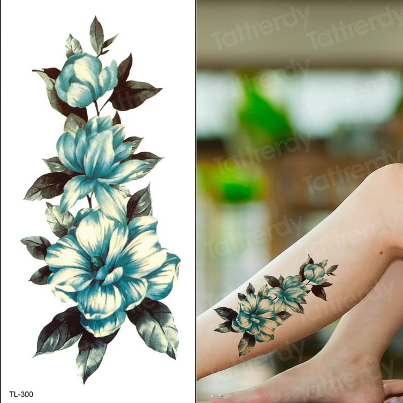 Fashion Flowers Tattoo Women Waterproof Temporary Black Tattoo Sticker Body  Art | eBay