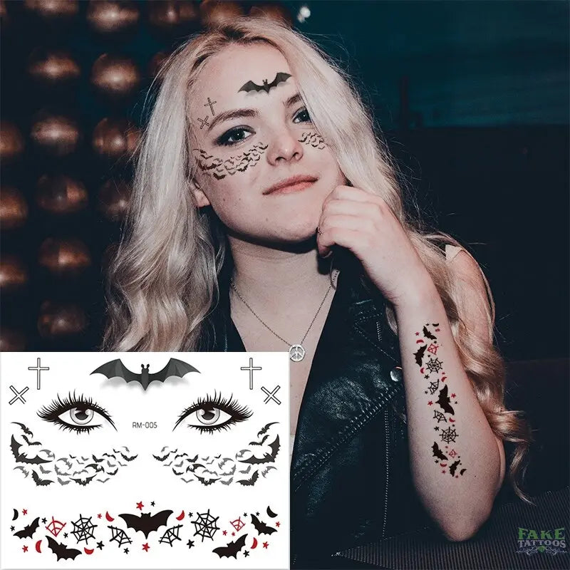 Halloween Zombie Scars Tattoos Fake Scab Bloody Makeup Halloween Decoration Wound Scary Blood Injury Sticker 3D Waterproof Face