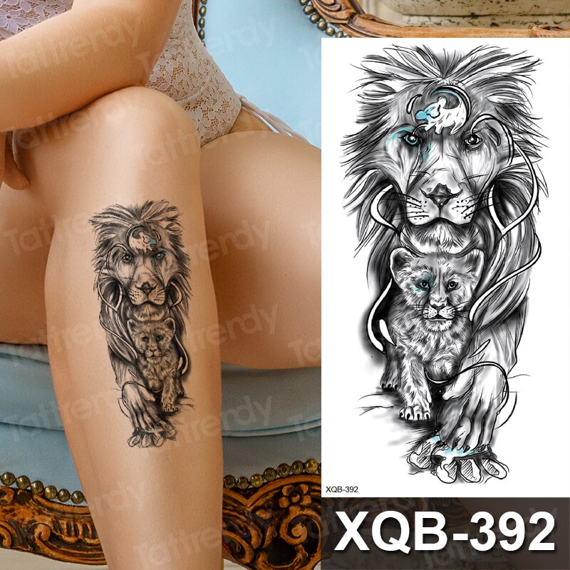 Large Arm Sleeve Tattoo Lion Crown King Rose Waterproof Temporary Tatoo  Sticker Wild Wolf Tiger Men Full Skull Totem Fake Tatto | Fruugo NO