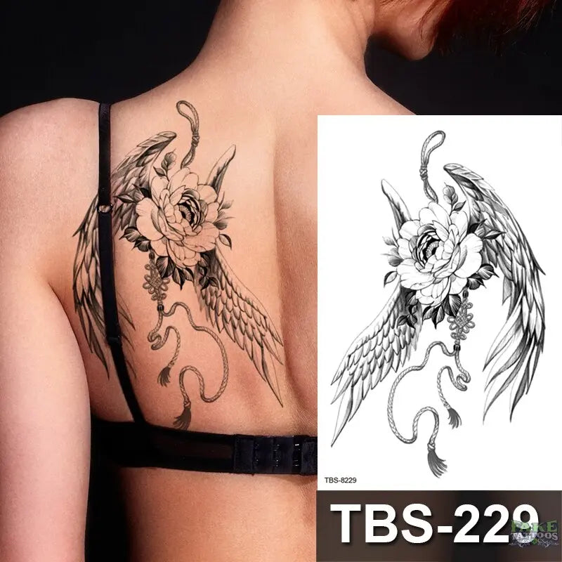 Japanese Geisha Temporary Tattoo Dark Moon Girl Waterproof Tattoo Sticker Sexy Body Art Tattoo for Women Girls Beauty Decal